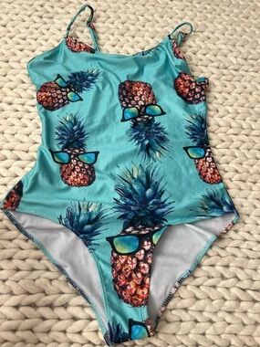 Turquoise Pineapple-Print One-Piece Swimsuit